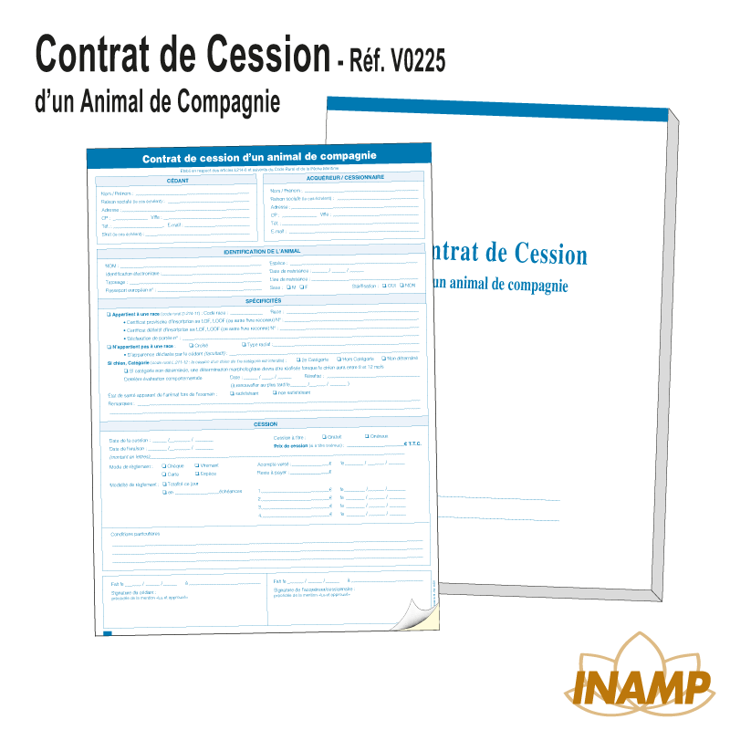 Polyvalent Animal de Compagnie - Carnet Contrat de Cession