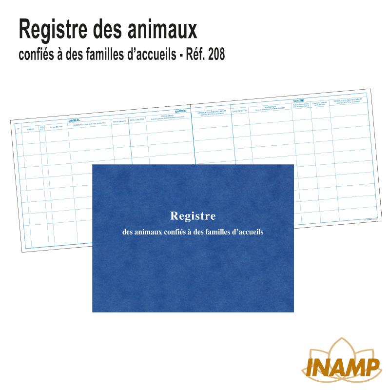 Registre des Animaux confiés à des Familles d'Accueil