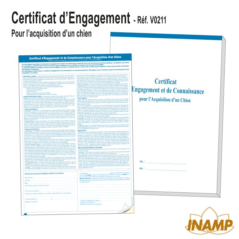 Chien - Carnet Certificat d'Engagement et de Connaissance