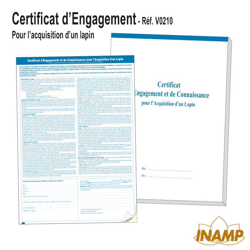 Lapin - Carnet Certificat d'Engagement et de Connaissance