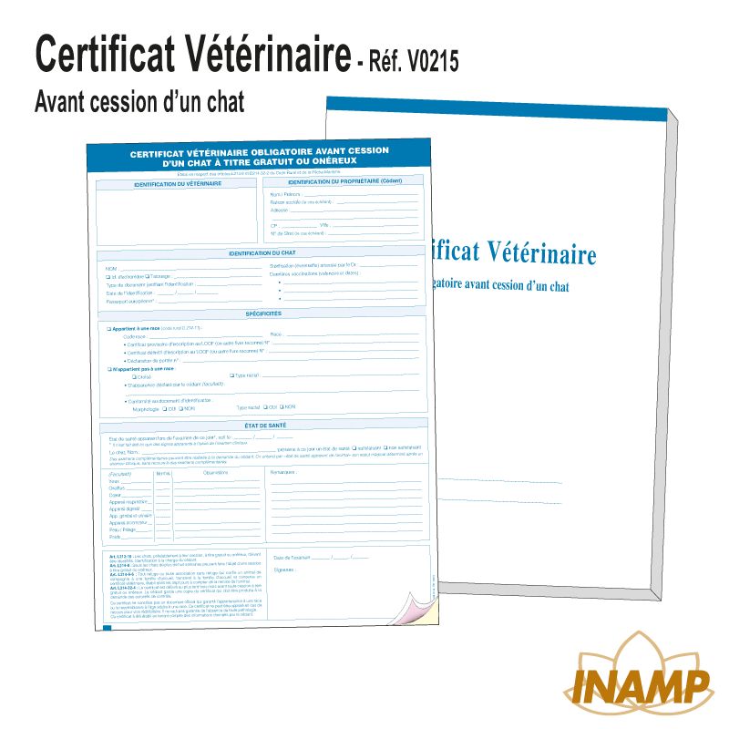 Chat - Carnet Certificat Vétérinaire avant cession